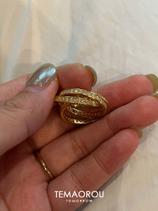 Womens V Gold Three-Loop One-Piece Ring Fingertip Design Fashionable Jewelry Non-Fading Small Ring Cat Soft Brand