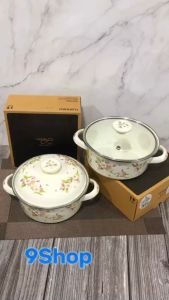 Nồi Nhật FUJIHORO Thép Tráng Men - 1.8Lit Hoa Sakura [Bếp Từ Dùng Tốt]