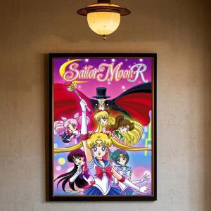 Bandai | Preciosa Pintura de Diamantes DIY S-Sailor M-Moon Redonda/Cuadrada Decoración Estética para el Hogar Sala de Estar Dormitori
