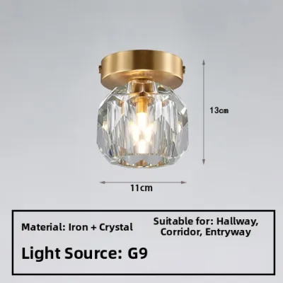 Modern Luxury Crystal Hallway Ceiling Light Entrance Hall Balcony Bathroom Suction Mount Simple Home Decor Lighting Fixtures