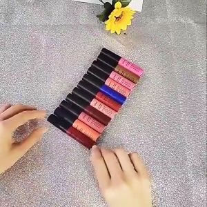 Matte Liquid Lipstick Waterproof Long Lasting Velvet Nude Red Lip Color Cotton Wool Tube Makeup Lip Color Non-Stick Cup Long Lasting And Smudge-Proof