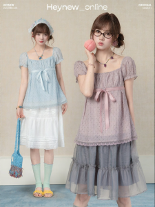 loveheynew | Áo Blouse Chấm Bi Phong Cách Pháp Quai Spaghetti Tay Loe Dáng Rộng Chiffon Mùa Hè