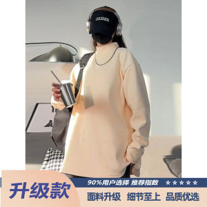 Corduroy Mens Base Shirt Half High Collar Sweatshirt Inner Wear Apricot Color Spring Autumn Loose Trendy American Brand Heavyweight