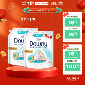 Combo 2 Nước Xả Vải DOWNY Hương Nước Hoa Cao Cấp Dịu Nhẹ Kháng Khuẩn Túi 3L