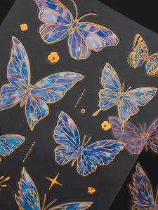 Pet Three-Dimensional Laser Bronzing and Silver Plating Frame Material Chinese Ancient Style Random Match Notebook Flow Linen DIY Decorative Stickers