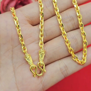 สร้อยคอทองลายโซ่โซ่เรือหัวจรวดพ่นทรายตัดลาย ความยาว 2024 นิ้ว เทียยบเท่า 12 บาท ชุบทอง สีเหมือนจริง งานสวย พร้อมส่ง