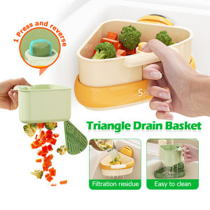 ตะกร้าล้างผัก ผลไม้ ตะกร้ากรองเศษอาหาร ที่กรองเศษอาหาร ตะกร้าล้างผัก ทรงสามเหลี่ยม ระบายน้ำ สําหรับอ่างล้างจาน ห้องครัว