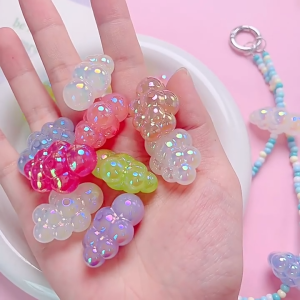 ลูกปัด ก้อนเมฆ สีเยลลี่ เคลือบโฮโลแกรม ขนาด 18*25mm รูตรงกลาง3mm อุปกรณ์งานฝีมือ ของตกแต่ง DIY