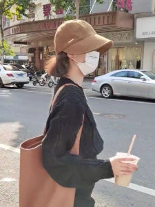 Khaki Fishing Cap Women's Spring Autumn Large Brim Hat Sunshade Face Slimming Casual Style Bucket Hat