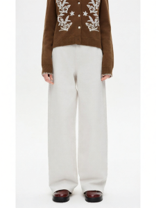 High Waist Wide Straight Cotton Trousers