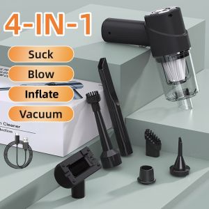 4 IN 1 Wireless Portable Vacuum Cleaner Multifunctional Blow Suck Inflate Vacuuming Air Duster for Car Home Keyboard Cleaning