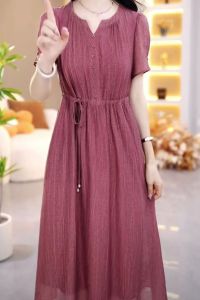 High quality Fashion Casual Short Sleeve dress New Version Showing Slim High waist temperament Fit and Thin Women Dresses