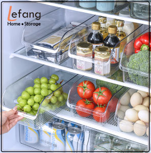 Lefang Refrigerator Organizer Bins-Stackable Fridge Organizers with Handles Countertops Cabinets Food Storage Rack