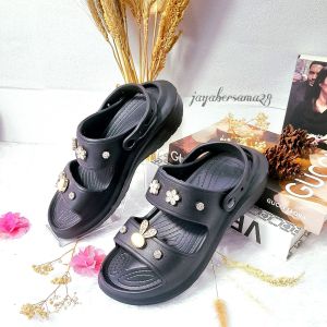 Sandal Wedges Wanita / Sandal Jibbitz / Sandal Karet Ban Dua / Sandal Tebal Wanita / Sandal Aksesories