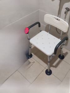 Bathroom Anti-Slip Shower Chair Disability Accessible Bathing Bench Elderly Washstand Chair Fixed Armrest Toilet Stool