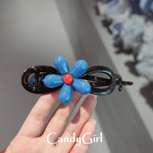 Korean Style Blue Flower Hair Clip Womens Photography Lazy Girl Hair Gripper Large Size Bun Twist Clip Fashionable Acrylic