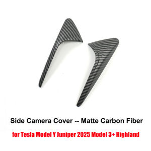For Tesla New Model Y Juniper 2025 Model 3+ Highland 2024 Car Side Camera Protective Cover ABS Carbon Fiber Turn Signal Sticker