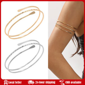 Upper Arm Bracelet Metal Coil Swirl Spiral Shape Armband Cuff Fashion Simple Arm Bangle Armlet Adjustable for Women Girl ﻿ Retro Metal Punk Coiled Upper Arm Cufflinks Arm Bands Bracelets Suitable for Womens Minimalist Open Style Arm Band Jewelry