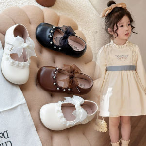 Princess Style Soft Bottom White Dance Shoes for Little Girls Baby Girl Single Shoes Comfortable Leather Footwear for Kids