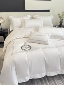 Saint Hubert Island High End Five Star Hotel 200 Thread Count Long Staple Cotton Four Piece Set Homestay Simple Pure Cotton Bedding