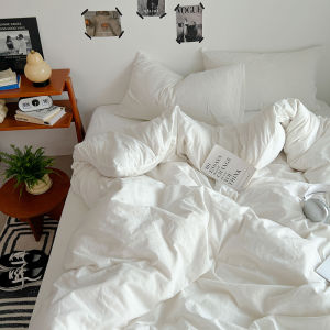 Dansunreve Washed Cotton Duvet Cover Single Queen Plain Quilt Cover Grey Blue Coffee Khaki Pink Quilt Cover King/Super King