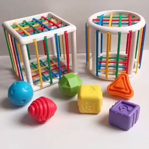 Rainbow Shape Blocks: A Montessori Educational Toy for Early Learning