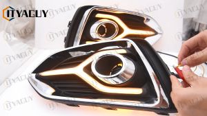 A Pair LED DRL Daytime Running Fog Light Turn Signal Lamp For Hyundai Accent 2017 2018 2019 2020 2021