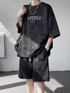 Pure Cotton American Style Heavyweight round Neck Short Sleeve T-Shirt Men Summer Loose Casual Design Trendy Brand Premium Feel Top