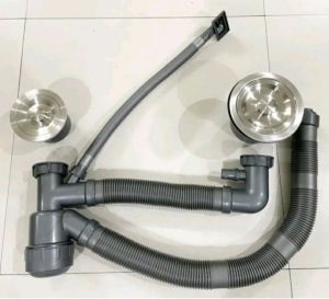 Bộ xi phông chậu rửa chén bát hai hố chất liệu inox SUS304 ( Full hộp ) và bộ xi phông thường 2 hố 110mm và 140mm