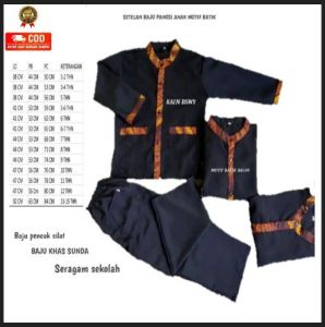 Baju Anak SD Laki-Laki Setelan Silat Adat Sunda Batik Hitam TK Pakaian Tradisional