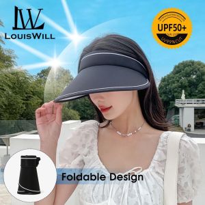 LouisWill sun hats for women Women Sun Cap Sun Visor Hat Foldable Empty Top Hat Casual Sport Sun Hats Portable Beach Cap Large Brim Cap Sun Protection Cap UV Protection Straw Hats With Windproof Rope for Outdoor Travel caps for women uv hat for women