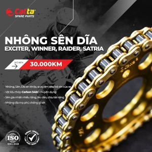 Nhông Sên Dĩa EXCITER Sên 10 li/ly Vàng Gia Nhiệt Nhiều Tầng Thép Carbon S45C-NSD Xe Máy CATTA