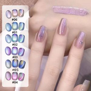 1-6PCS Northern Lights Cats Eye Gel เล็บ 2025 ยอดนิยม Super Flash Whitening All-match สีฟ้าสีม่วงลูกปัดแก้วเล็บ