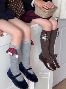 ถุงเท้าเด็กผู้หญิง ถุงเท้าครึ่งแข้งผ้าฝ้ายแท้ ถุงเท้าเด็กฤดูใบไม้ผลิและฤดูใบไม้ร่วง สไตล์เกาหลี น่ารัก บรรยากาศของคริสต์มาส ถุงเท้าเด็ก