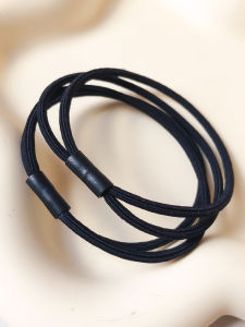 Durable Double Strand Hair Ties for Women Adult Simple Black Elastic Hair Bands Leather Cover Basic Hair Circles Fashion Accessories