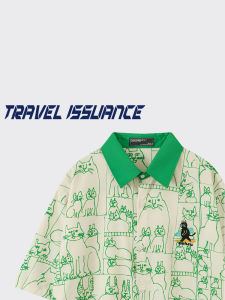 Travel Issuance Cat Portrait Loose Short Sleeve Shirt Summer Fashion Harajuku Style Individual Personality Clothing Accessory