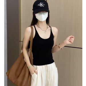 เสื้อกั๊กสายเดี่ยวคอวีทรงสลิมฟิตสำหรับผู้หญิงในฤดูร้อน เสื้อชั้นในแบบมีแผ่นเสริมหน้าอก ดีไซน์หลังสวย เสื้อชั้นในแบบสวมใส่สบาย