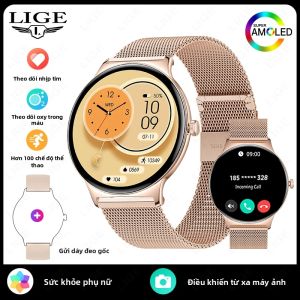 LIGE | Đồng Hồ Thông Minh LIGE Ultra Thin AMOLED Dành Cho Nữ Màn Hình Thời Trang Luôn Bật Gọi Bluetooth Vòng Đeo Tay Thể Thao Thiết Bị Theo Dõi Thể Dục Quà Tặng