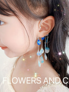 ต่างหูเด็ก ต่างหูนางฟ้าทะเล ต่างหูเด็กผู้หญิง ต่างหูเอลฟ์ ไม่ต้องเจาะ ต่างหูดิบใหม่ ดีไซน์เรียบง่าย สไตล์เด็กผู้หญิง