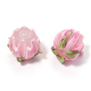 2/4pcs Handmade Lampwork Glass Tulip Flower Beads Fashion Charm Glass Bead For Jewelry Making DIY Bracelet Earring Accessories