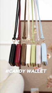 BOSTANTEN Candy Wallet กระเป๋าสตางค์ใบเล็กผู้หญิงสีลูกกวาดพร้อมช่องใส่การ์ดหลายช่อง ใช้งานได้จริงและสะดวกสบาย มาพร้อมเชือกเส้นเล็ก