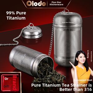 Pure Titanium Tea Strainer European Style High End Tea Brewing Tool Tea Water Separator Ball Storage for Tea Lovers