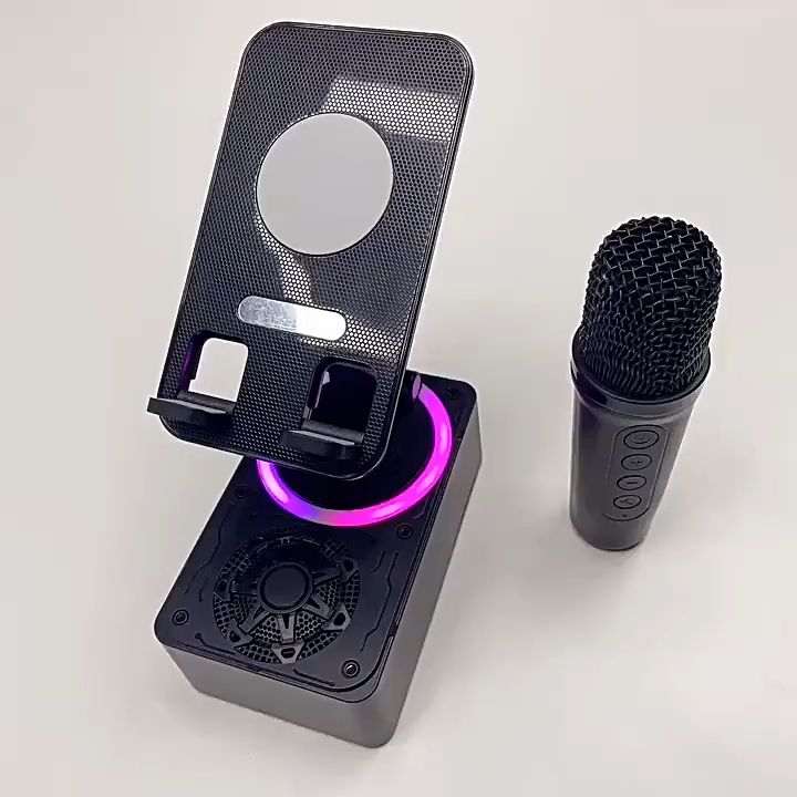 K98 mobile phone holder Bluetooth speaker power bank 3-in-1 multifunctional smart all-in-one machine with microphones