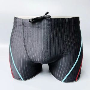 Amber Mens Swimming Trunks Quick Dry Professional Training Hot Spring with Drawstring Water Guiding Strip Fashionable Lines