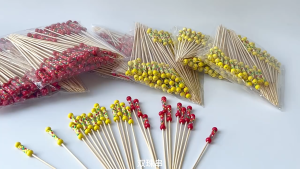 100 Pcs/Set Bamboo Picks Cupcake Fruit Fork Salad Vegetable Sticks Toothpick Skewer Disposable Food Fruit Cocktail Decor