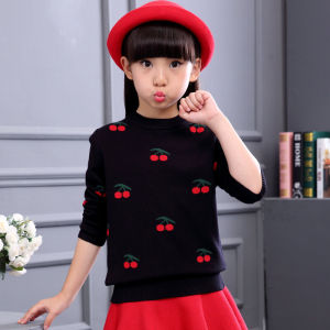 Áo Len Dệt Kim Dày Có Lót Lông Cừu Cổ Tròn Cho Bé Gái Mùa Thu Đông Áo Sơ Mi Cơ Bản Cho Trẻ Em Bé Gái Áo Len Dệt Kim