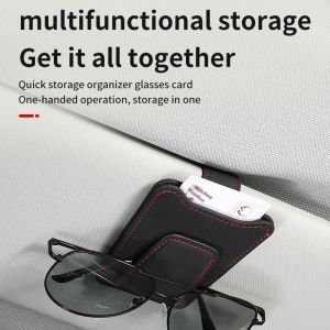 คลิปแว่นกันแดดในรถแบบหลายฟังก์ชันที่ยึดบนแผงบังแดดดีไซน์พับได้กล่องเก็บบัตรและตั๋วจัดระเบียบอย่างมีประสิทธิภาพสะดวกและใช้งานง่าย