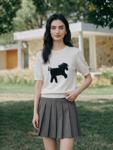 Basic House | Summer Light Versatile Embroidered Knitted Short Sleeve