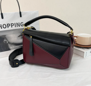 Elegant Geometric Spliced Handbag Womens Fashionable 2024 Shoulder Crossbody Small Square Bag Soft PU Pure Color Leisure