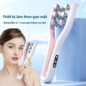 Máy Làm Đẹp Mặt Bằng Điện EMS Microcurrent Tạo Hình Chữ V Nâng Cơ Mặt Loại Bỏ Phù Nề Con Lăn Massage Cho Chăm Sóc Cơ Thể